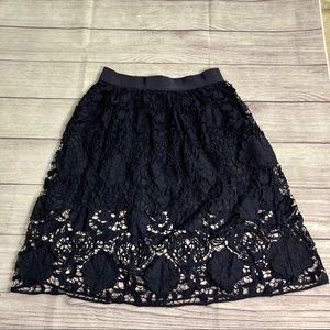 Ann Taylor Petite Midi Trellis Lace Illusion Skirt
